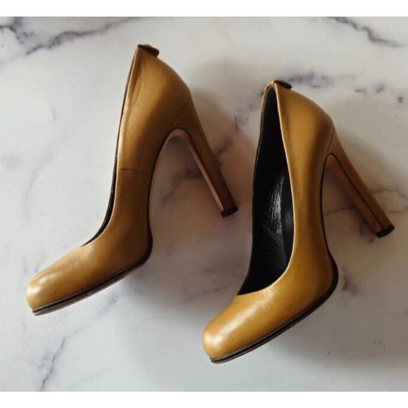 Gucci Womens Pumps 38 US 8 Tan Leather Interlocking G High Heels Slip On Shoes - Picture 11 of 16